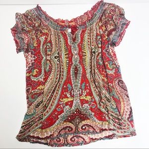 Bila. off shoulders multi colored Boho top